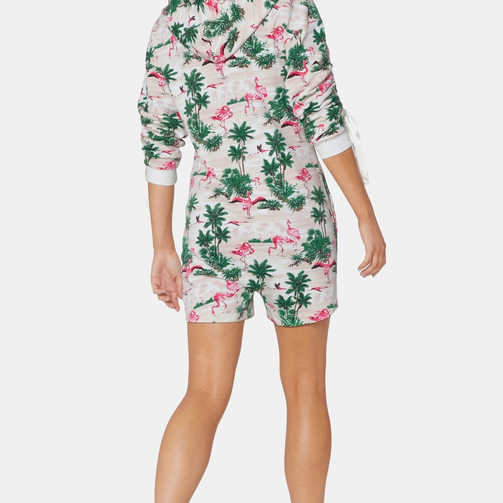 Onepiece Flamingo Print Zip-Up Romper - Picture 12 of 14
